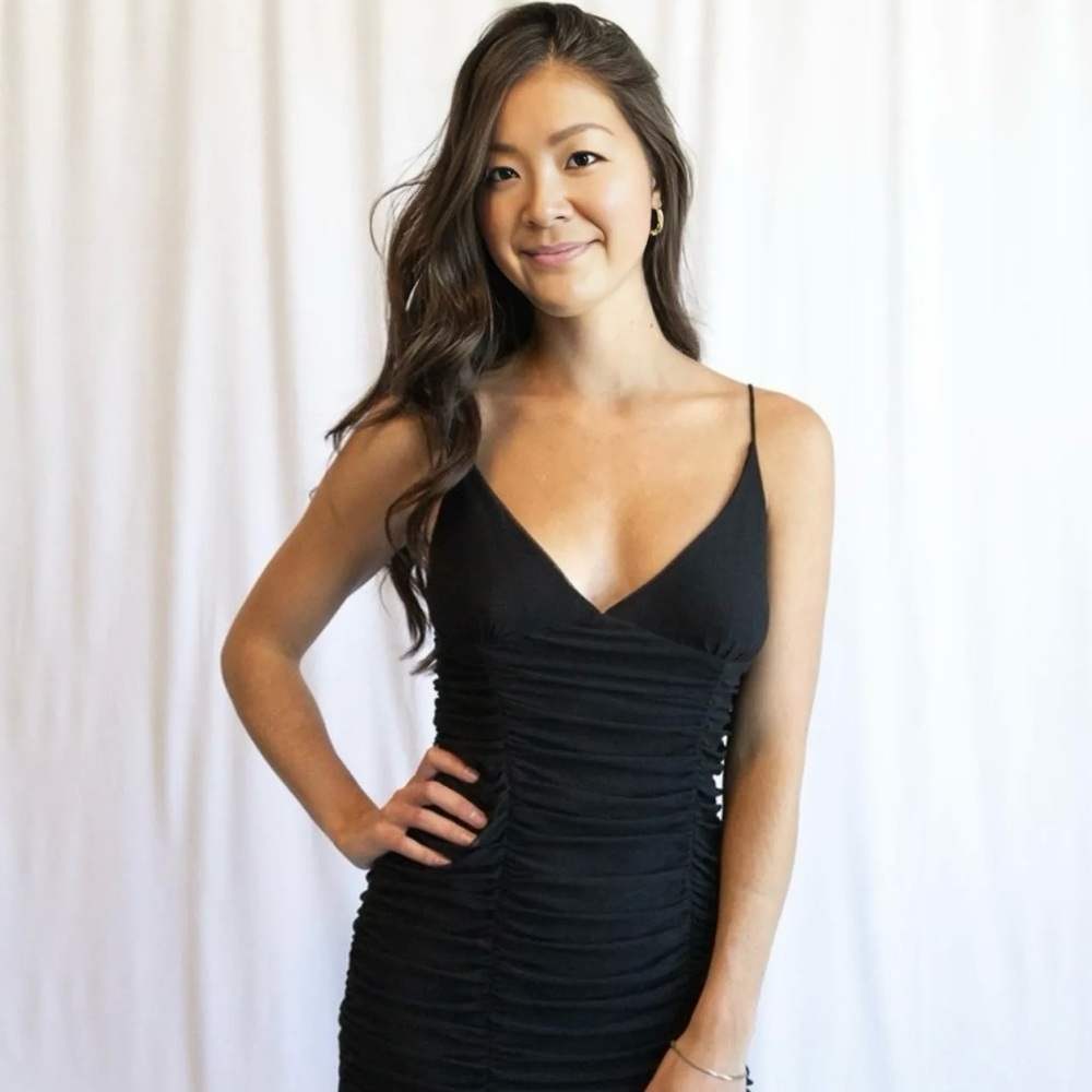 Elegant Black Ruched Dress